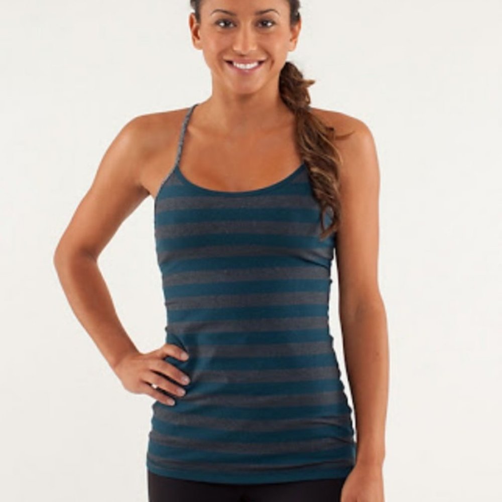 Lululemon Power Y Tank in Micro Macro Stripe Alberta Lake Size 4